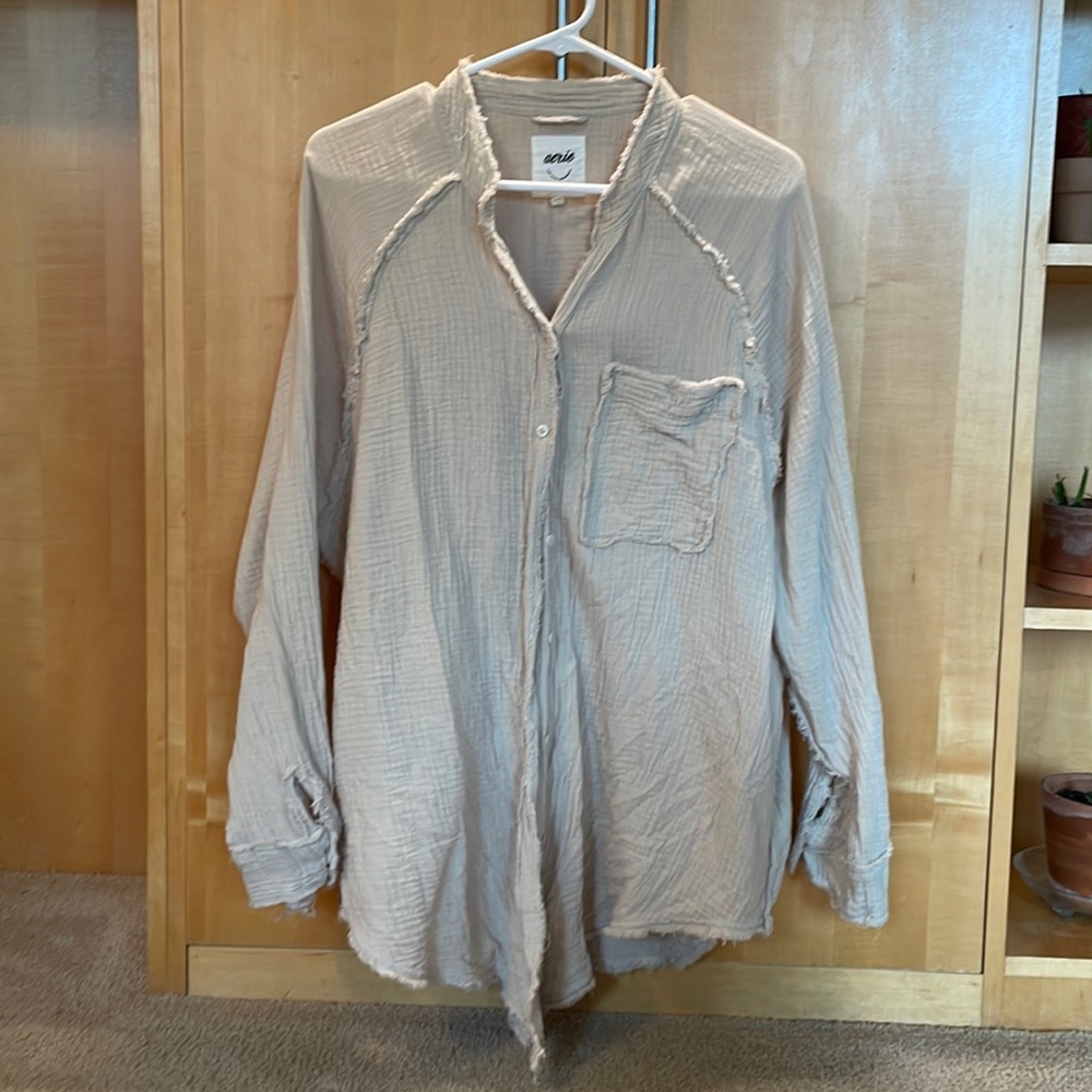 Aerie Pool to Party Cream Button Up